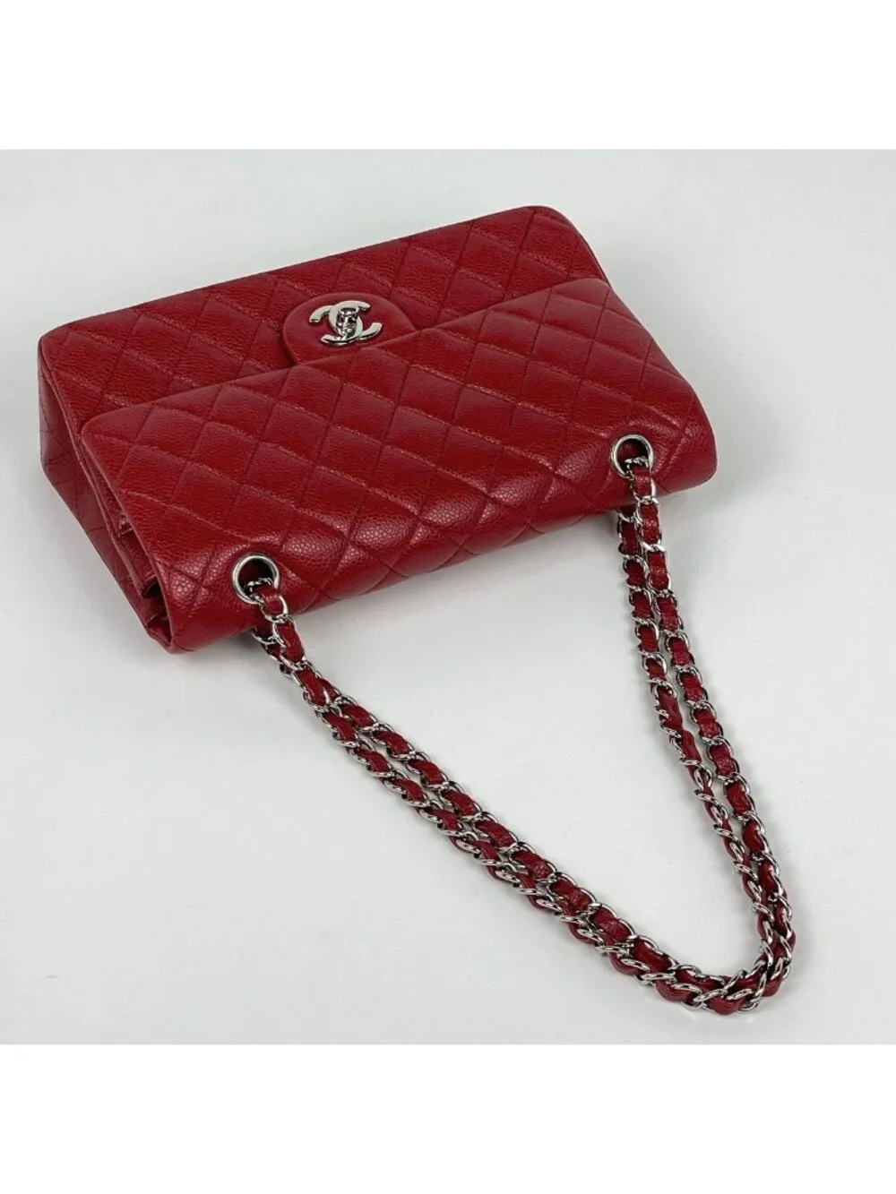 Chanel Shoulder Bag Quilted Double Flap CC Logo Caviar Leather
